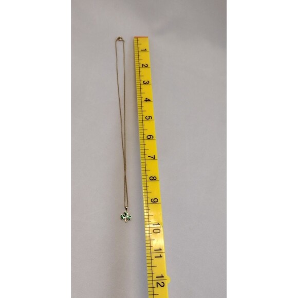 10K Gold Plated Colver Necklace Enamel Charm Pendant Shamrock Signed SD 18" - Picture 4 of 6